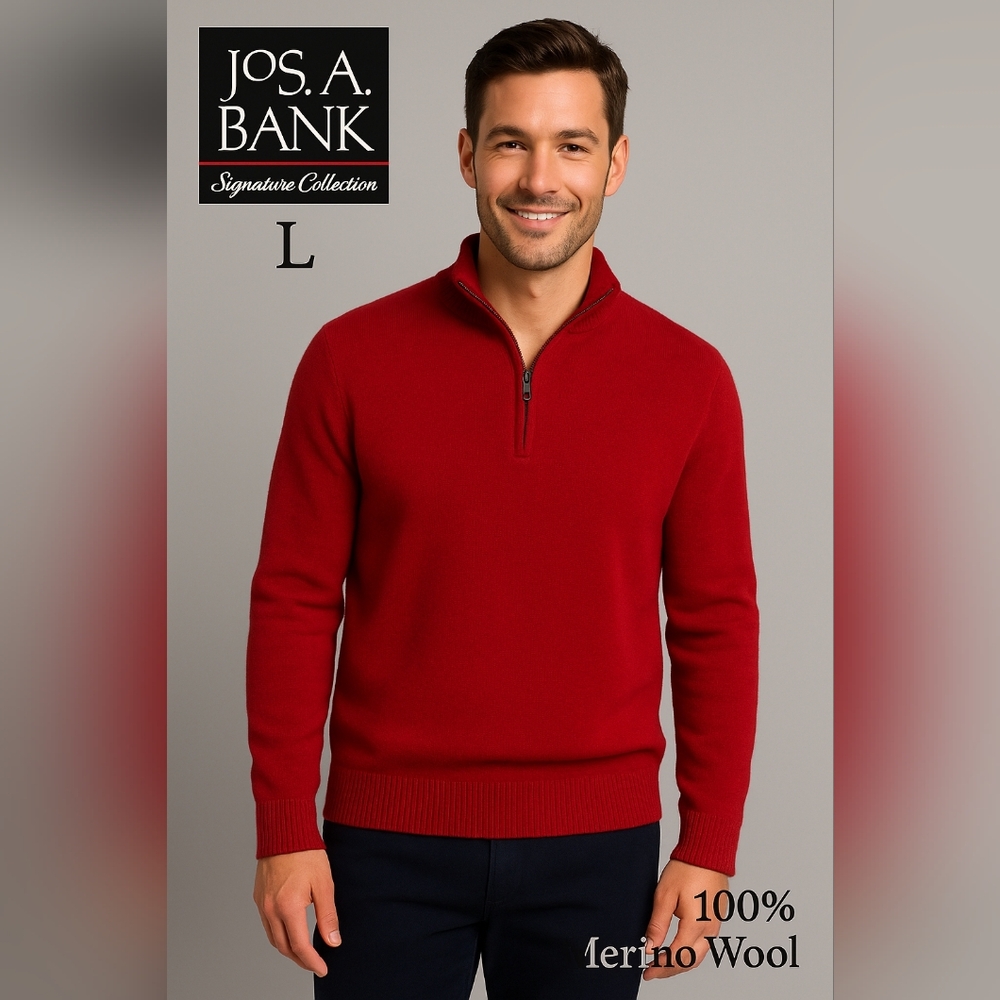 Jos. A. Bank Signature Collection Men’s Red 100% Merino Wool Sweater Size L